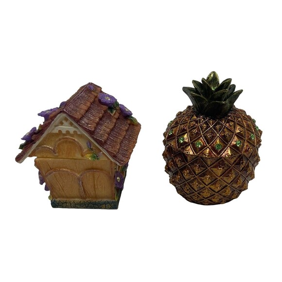 A Richesca Corp Pineapple & Birdhouse Resin Trinket Box Lot of 2 in Gift boxes - Picture 3 of 8